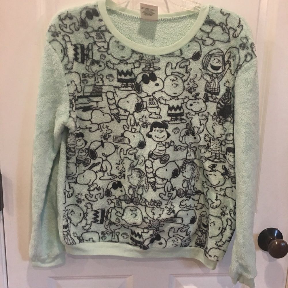 Peanuts Charlie Brown medium fleece sweatshirt turquoise